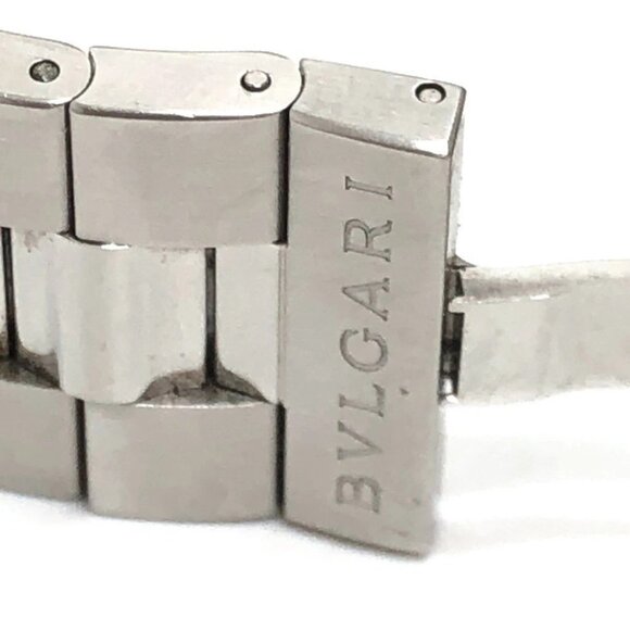 BVLGARI ST42S Solo tempo Quartz Men\'s Watch Round Wristwatch SS Silver